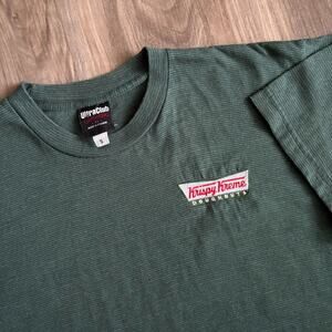 Vintage Krispy Kreme Doughnuts T-Shirt Men's Size S Striped Green 1990s
